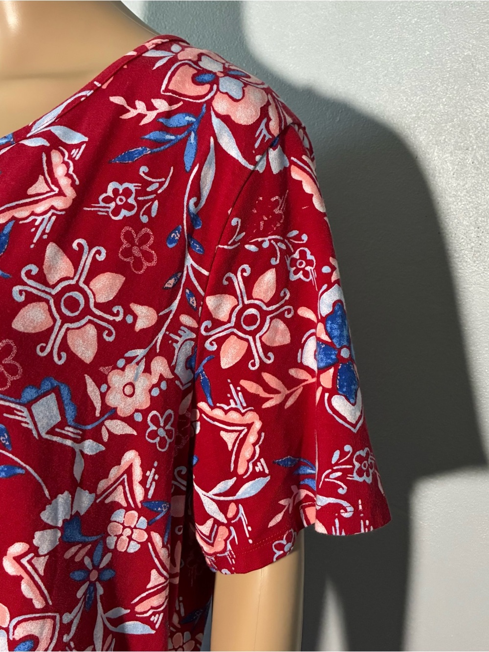 D & Co. Denim & Company Shift Midi Women's Dress XL Floral Cotton Side Pockets - Picture 6 of 7